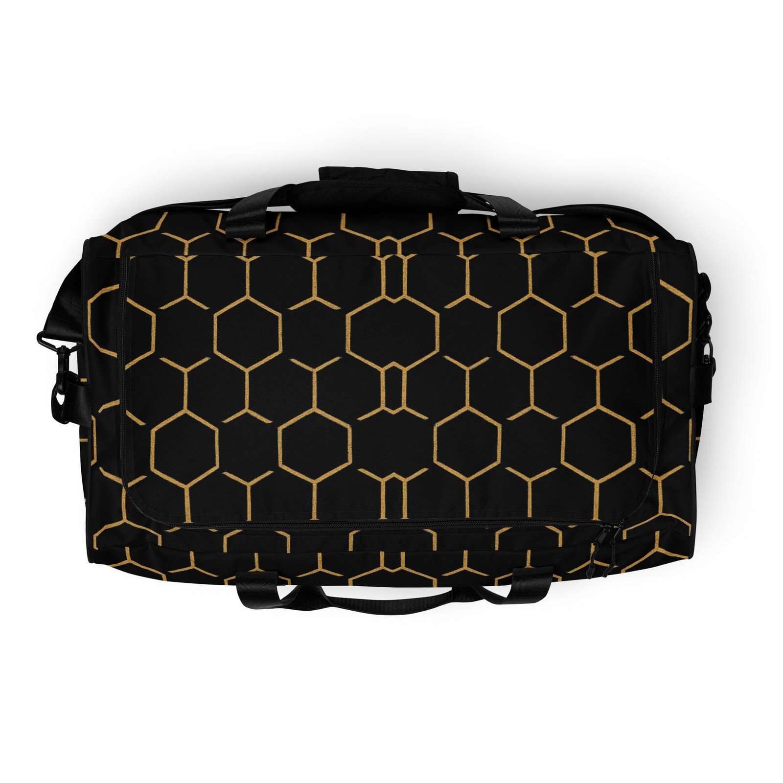 Talishén: Steel Spine Hex Pattern – Duffle Bag – Black & Gold - Image 13