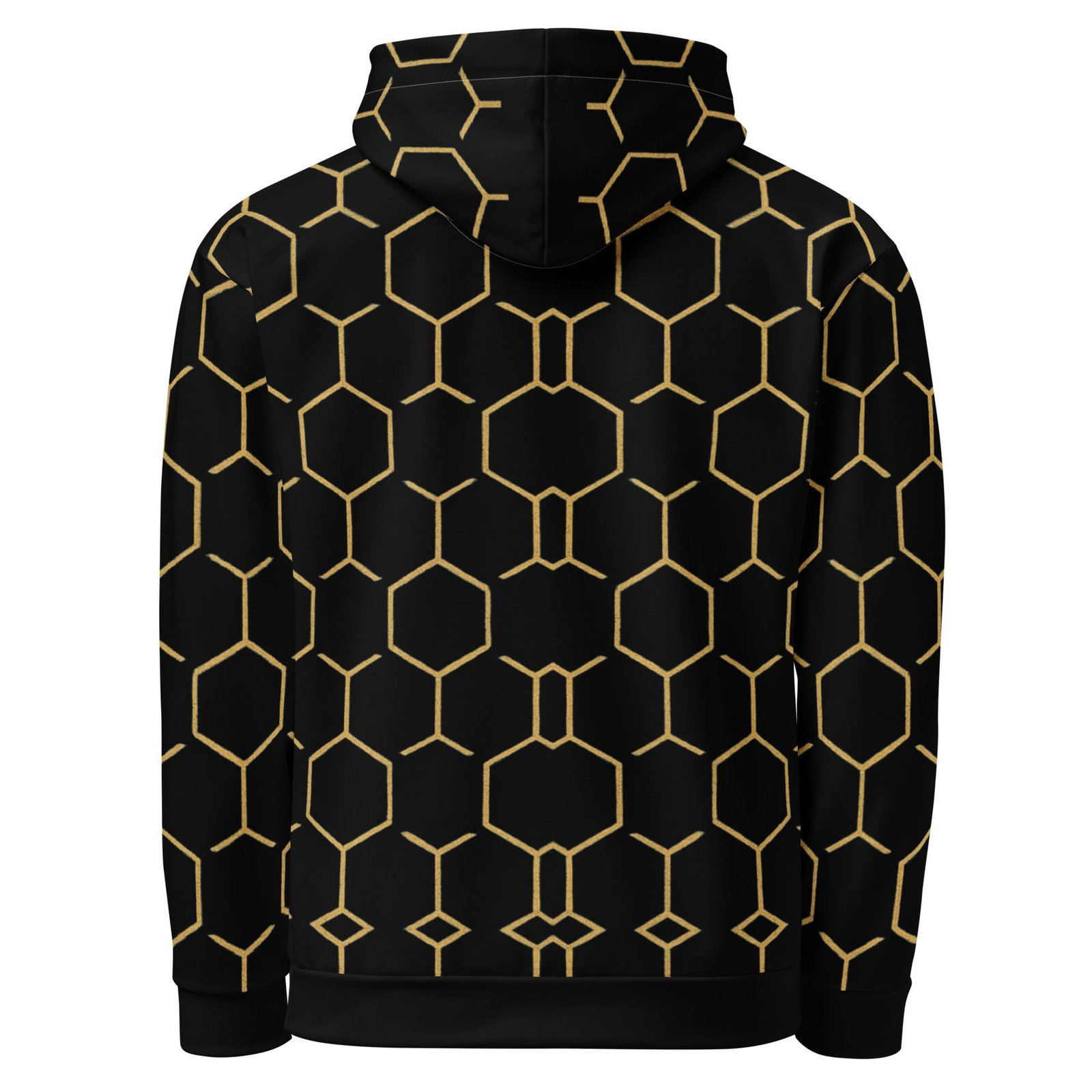 Talishén: Steel Spine Hex Pattern – Unisex Hoodie – Black & Gold - Image 9