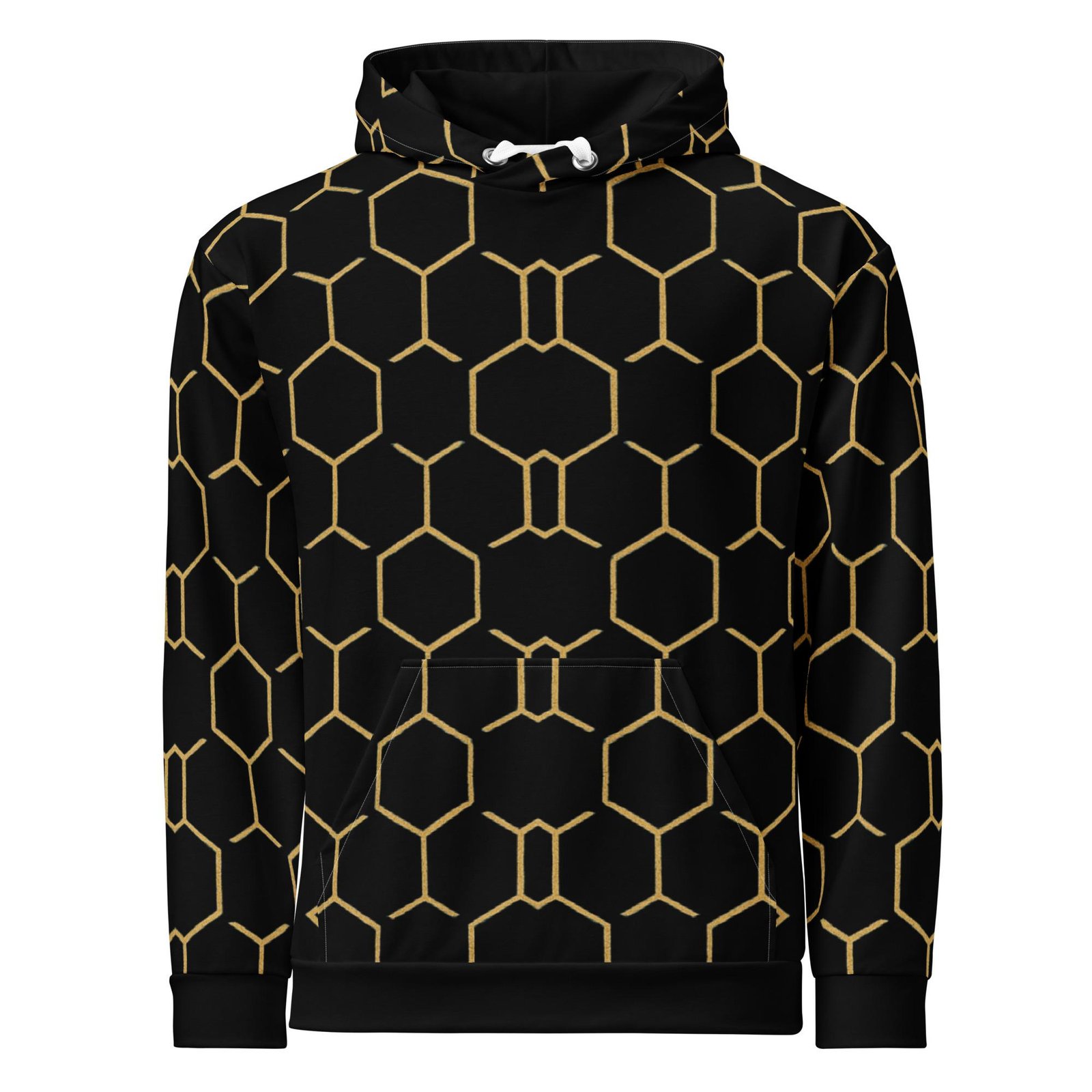 Talishén: Steel Spine Hex Pattern – Unisex Hoodie – Black & Gold