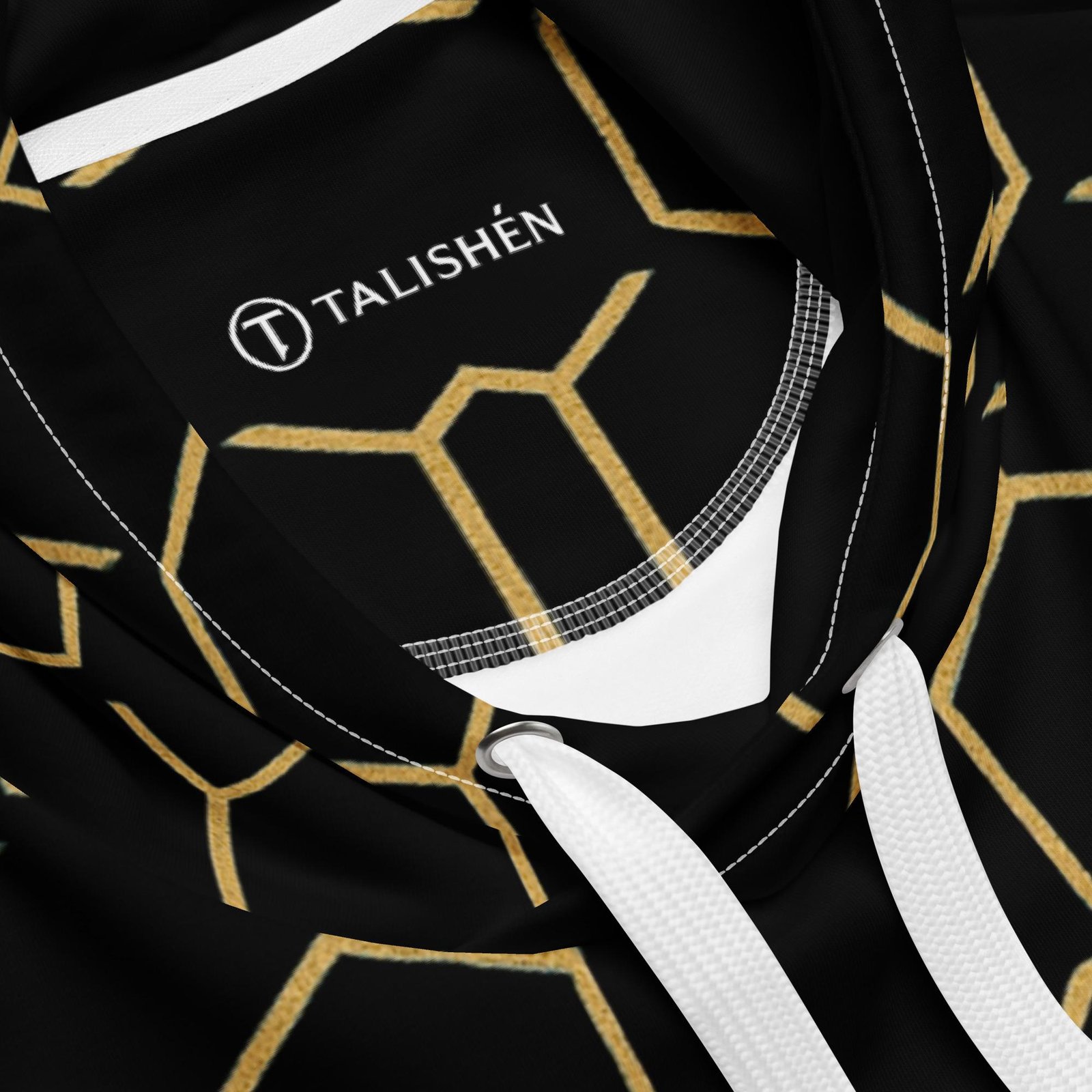 Talishén: Steel Spine Hex Pattern – Unisex Hoodie – Black & Gold - Image 4