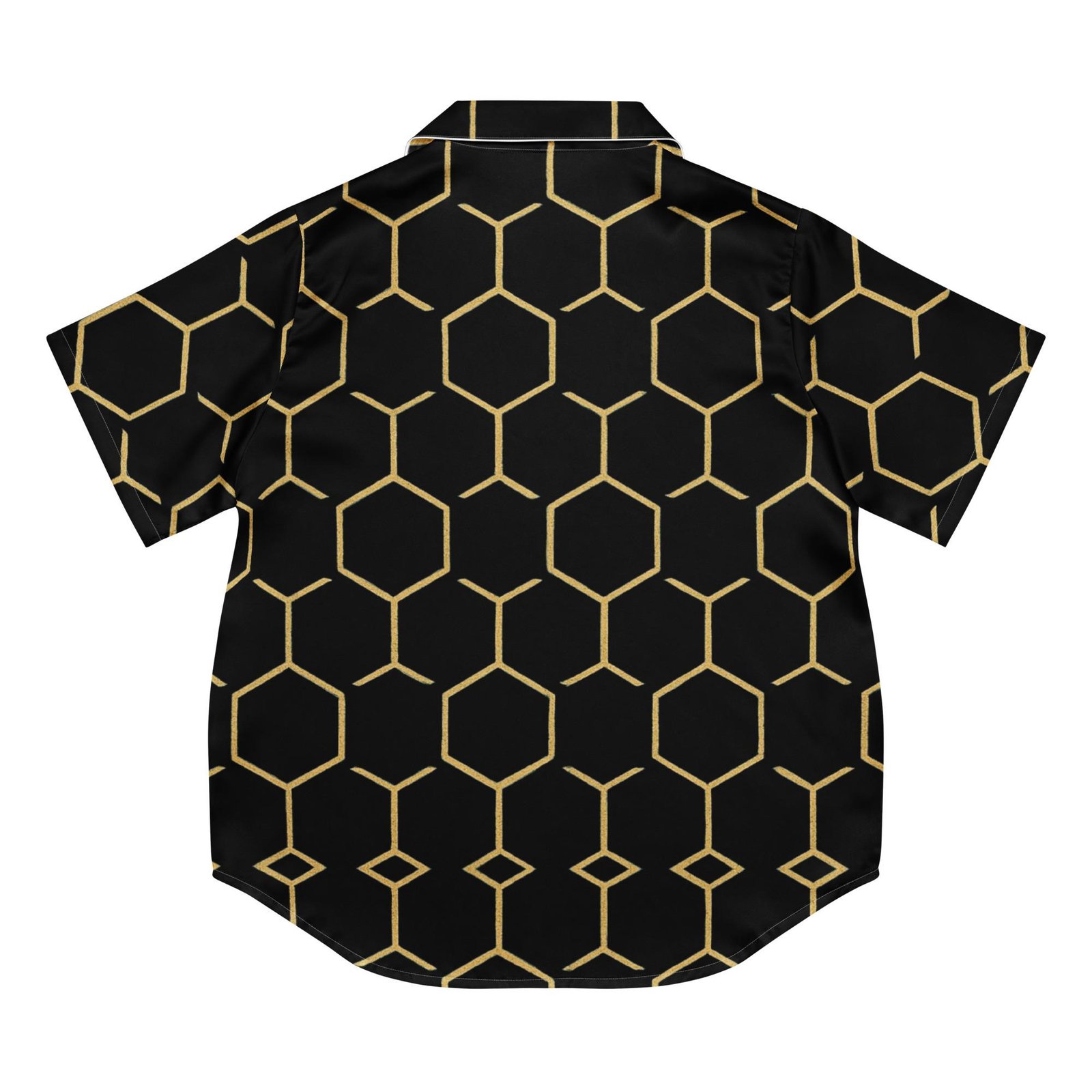 Talishén: Steel Spine Hex Pattern – Women’s short sleeve pajama top – Black & Gold - Image 8